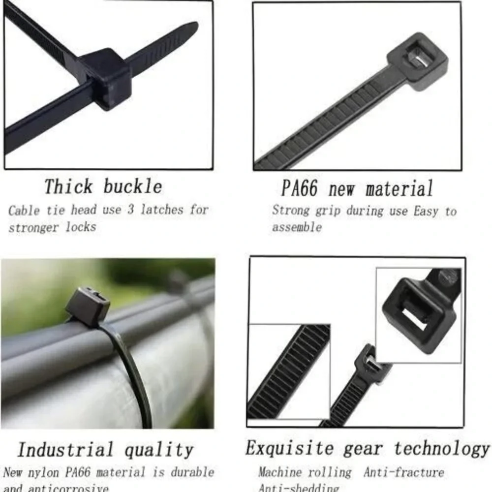 100 Pack Heavy Duty 12 Inch Cable Zip Ties - Ultra Strong Plastic Wire Ties‎